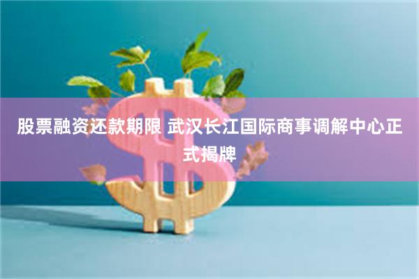 股票融资还款期限 武汉长江国际商事调解中心正式揭牌