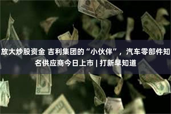 放大炒股资金 吉利集团的“小伙伴”，汽车零部件知名供应商今日上市 | 打新早知道