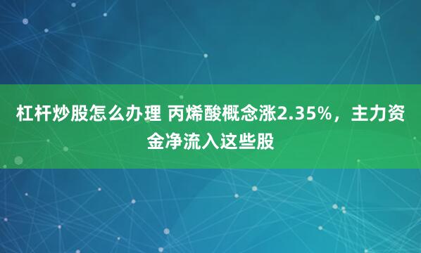 杠杆炒股怎么办理 丙烯酸概念涨2.35%，主力资金净流入这些股