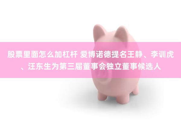 股票里面怎么加杠杆 爱博诺德提名王静、李训虎、汪东生为第三届董事会独立董事候选人