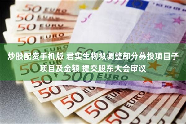 炒股配资手机版 君实生物拟调整部分募投项目子项目及金额 提交股东大会审议