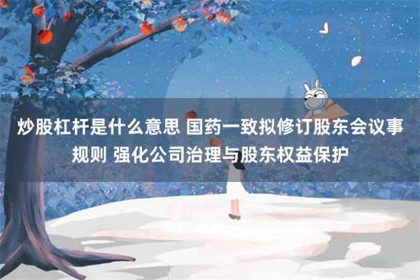 炒股杠杆是什么意思 国药一致拟修订股东会议事规则 强化公司治理与股东权益保护
