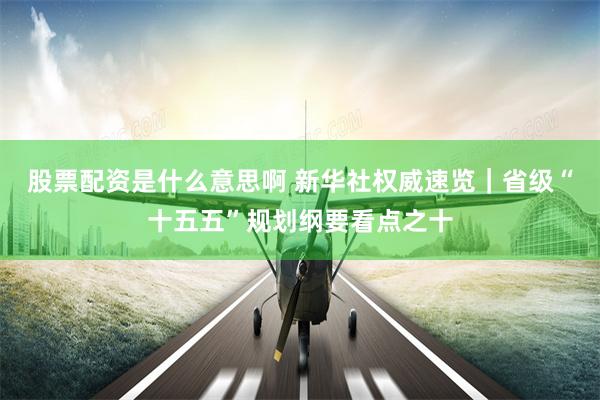 股票配资是什么意思啊 新华社权威速览｜省级“十五五”规划纲要看点之十