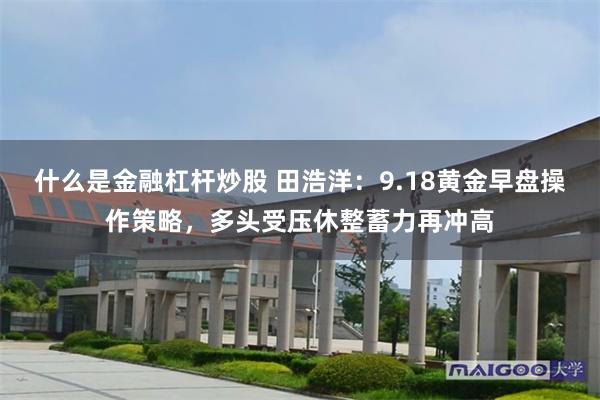 什么是金融杠杆炒股 田浩洋：9.18黄金早盘操作策略，多头受压休整蓄力再冲高