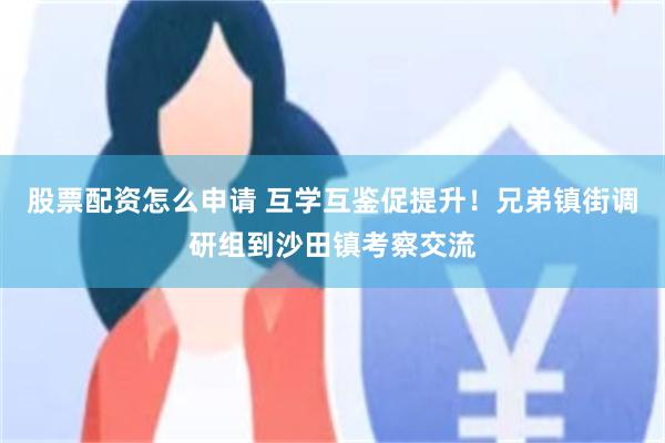股票配资怎么申请 互学互鉴促提升！兄弟镇街调研组到沙田镇考察交流