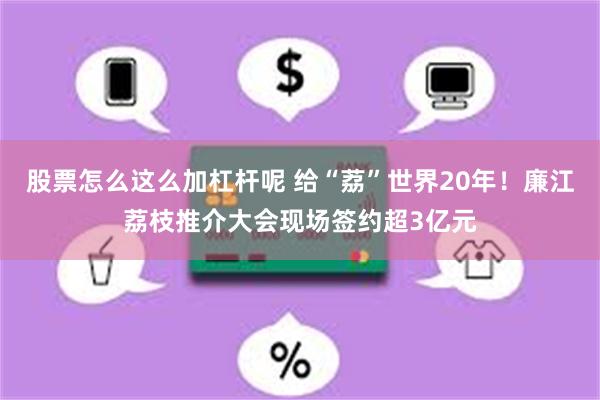 股票怎么这么加杠杆呢 给“荔”世界20年！廉江荔枝推介大会现场签约超3亿元
