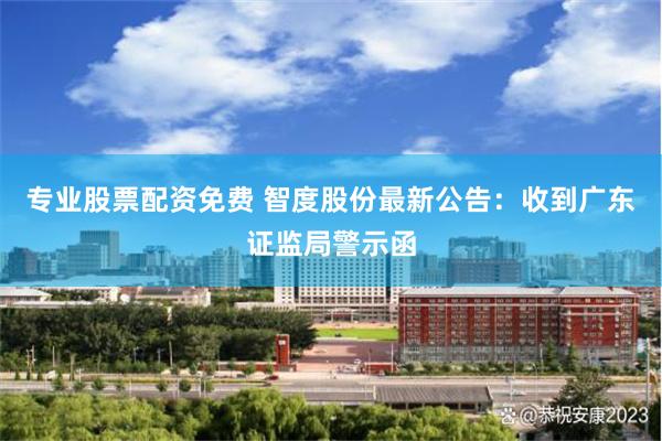专业股票配资免费 智度股份最新公告：收到广东证监局警示函