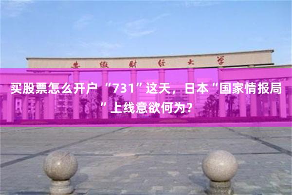 买股票怎么开户 “731”这天,日本“国家情报局”上线意欲何为?