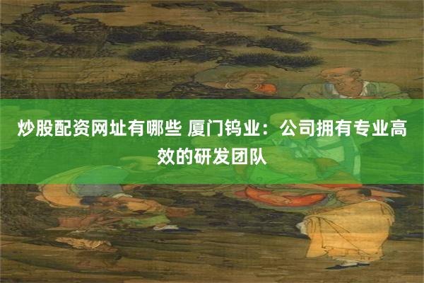 炒股配资网址有哪些 厦门钨业：公司拥有专业高效的研发团队