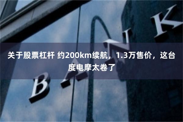 关于股票杠杆 约200km续航，1.3万售价，这台度电摩太卷了