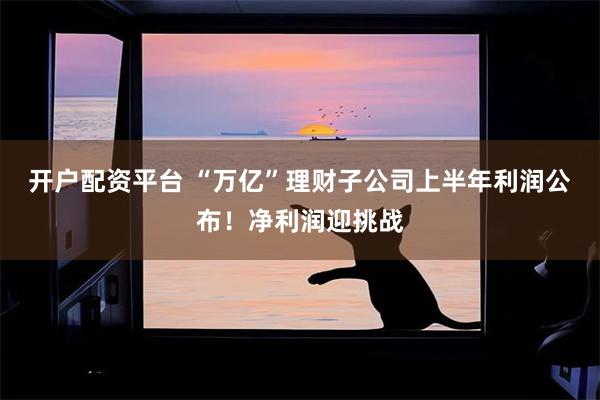开户配资平台 “万亿”理财子公司上半年利润公布！净利润迎挑战
